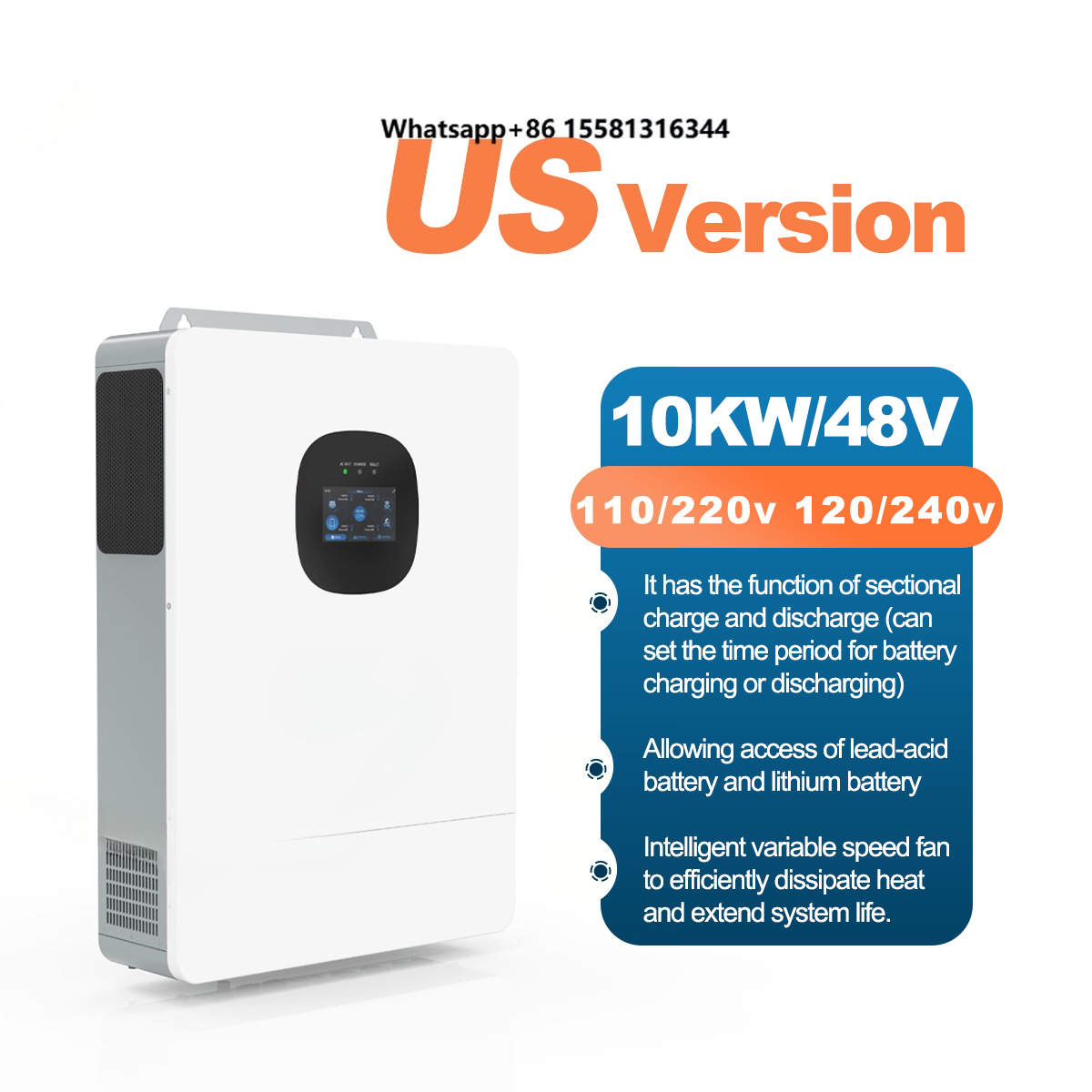 Split Phase Inverter 10Kw 110V 220V - อินเวอร์เตอร์ไฮบริด UNC 10KW 10KVA 110V/220V 51.2V/48V