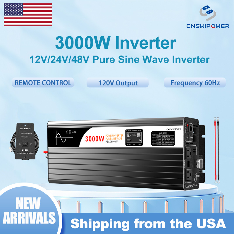 Inverter Pure Sine Wave 60Hz 120V 3000W - อินเวอร์เตอร์คลื่นไซน์บริสุทธิ์ 3000W แปลงไฟจาก 12V 24V 48V